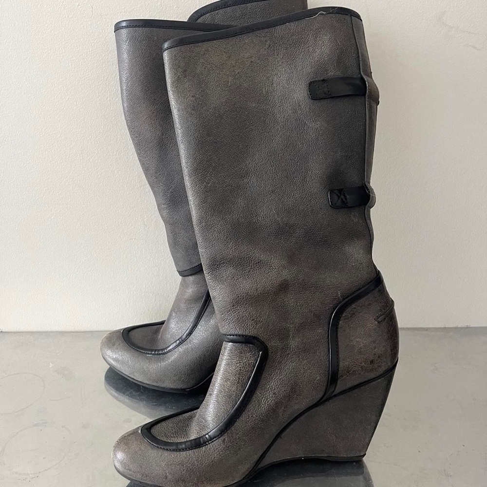 vintage balenciaga leather wedge platform boots size 39